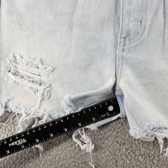 Flying Monkey Shorts Women 26 Light Wash Blue Distressed Frayed Cutoff High Rise - Picture 10 of 16